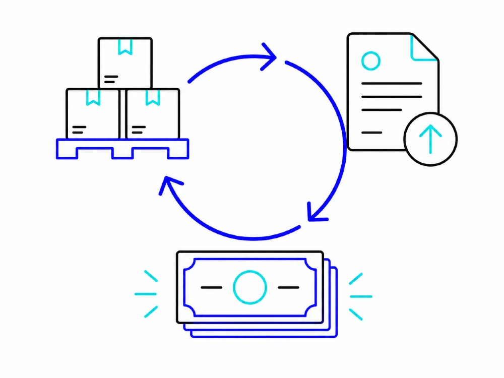 Optimisation du BFR et amélioration de la trésorerie Illustration du cycle d'optimisation du BFR entre stocks, encaissement clients et trésorerie